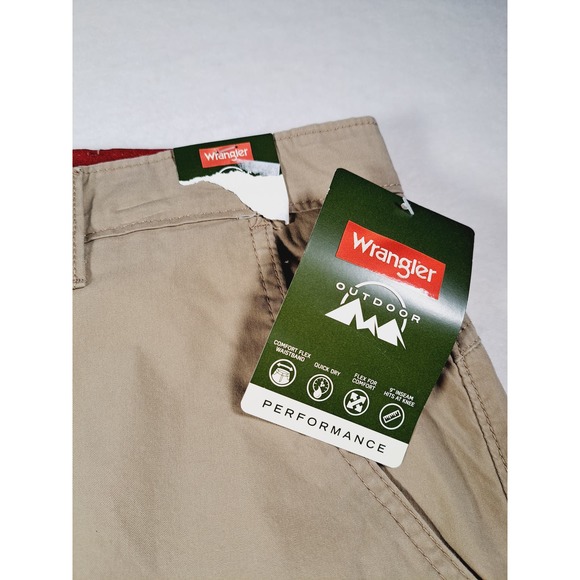 Wrangler Outdoor Men's Cargo Shorts Flex Waistband Quick Dry Tan - Picture 6 of 8